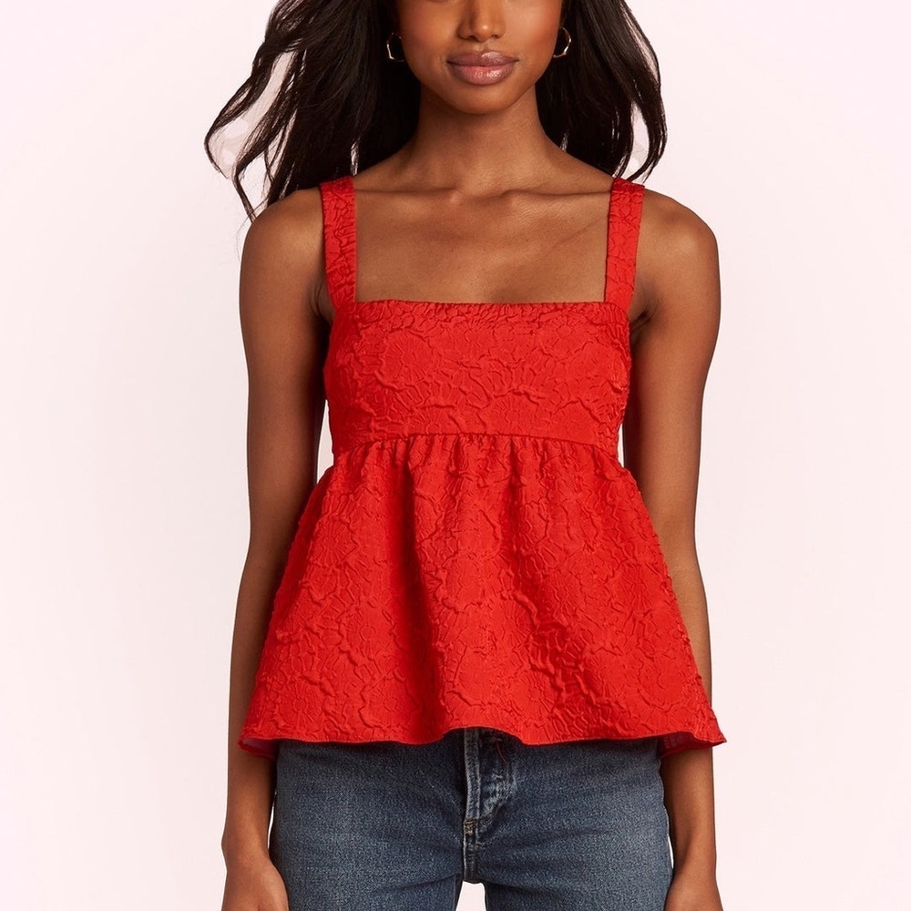 Amanda Uprichard Russo Top Ruby Red Size Large Babydoll Tank Top